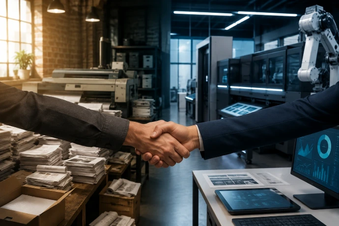 Two business partners shaking hands in agreement
